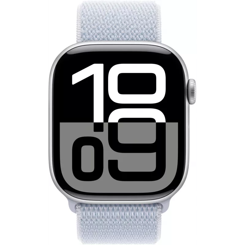 APPLE Watch Series 10 GPS 46 mm zilveren aluminium behuizing met Blue Cloud Sport Loop