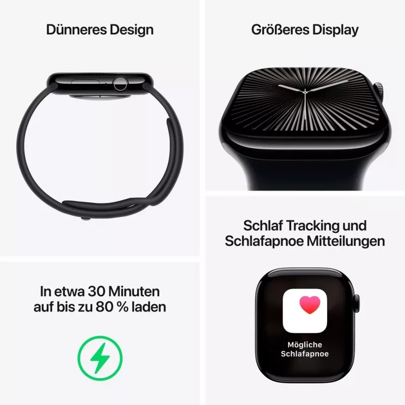 APPLE Watch Series 10 GPS 46 mm zilveren aluminium behuizing met Blue Cloud Sport Loop