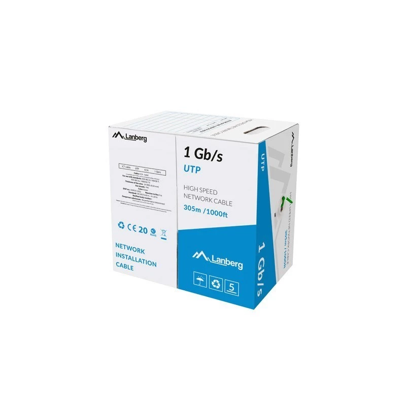 LANBERG netwerkkabel LCU6-10CC-0305-G U/UTP Cat6 305 m, 23 AWG CCA, groene mantel