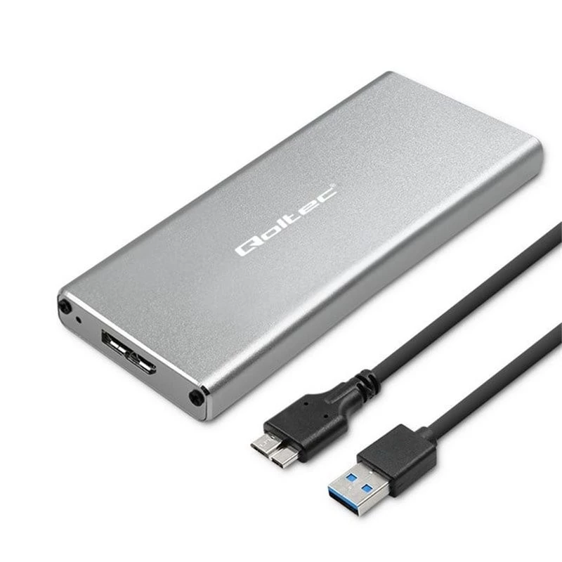 Aluminium behuizing QOLTEC 51833 voor M.2 SSD, SATA naar USB 3.0, ondersteunt tot 2 TB