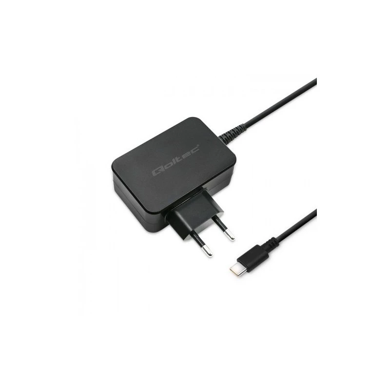 Mobiele oplader QOLTEC 51024 – universele AC-indoorlader, 65 W PD, 20 V/3,25 A, 1,2 m kabel, zwart
