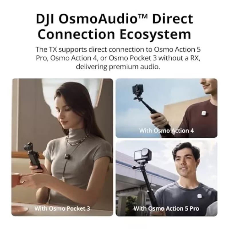 DJI Mic Mini (2 TX + 1 RX + oplaadcase) draadloze microfoonkit - donkergrijs