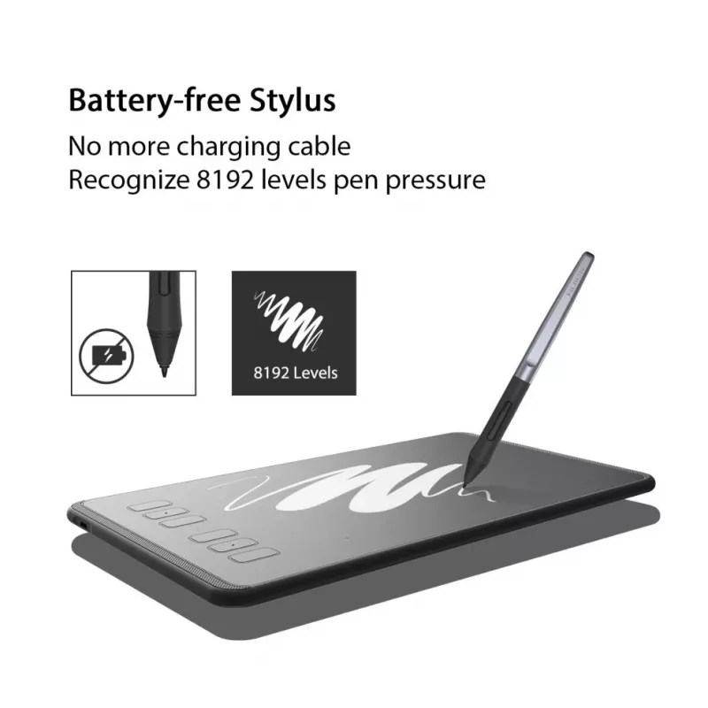 HUION H640P tekentablet 5080 lpi 160 x 99 mm USB zwart