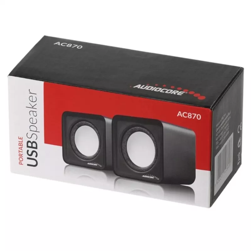 2-weg-pc-luidspreker Audiocore AC870 B — 3 W RMS, bekabelde USB-voeding, 3,5 mm ingang, 2.0 kanalen