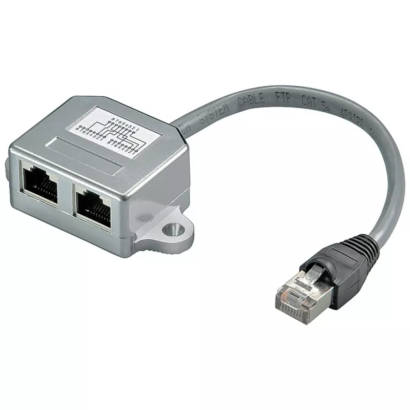 Wentronic Goobay kabelsplitter (Network Doubler), CAT Y-adapter - bedrading 2 x CAT 5 Ethernet, afgeschermd (68908)