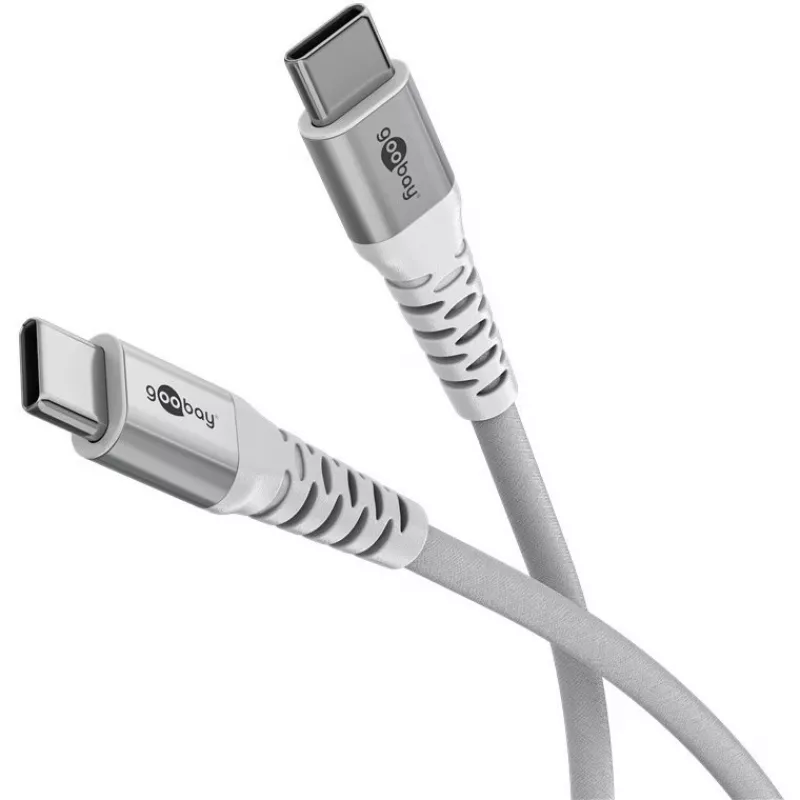 Goobay KAB USB-C (ST-ST) 2m verbindingskabel textielmantel wit USB-kabel USB 2.0 USB-C (70194)