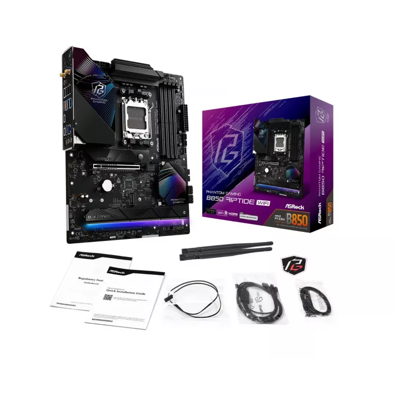 Moederbord ASRock Phantom Gaming B850 Riptide WiFi — AMD B850, socket AM5, ATX, DDR5, 4x M.2, Wi-Fi 7, 2.5Gb LAN