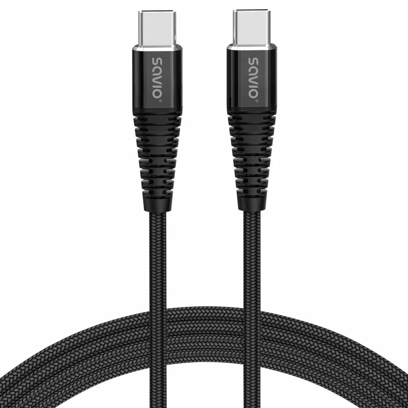 Savio CL-160 USB-kabel 2 m USB 2.0 USB C - USB C zwart