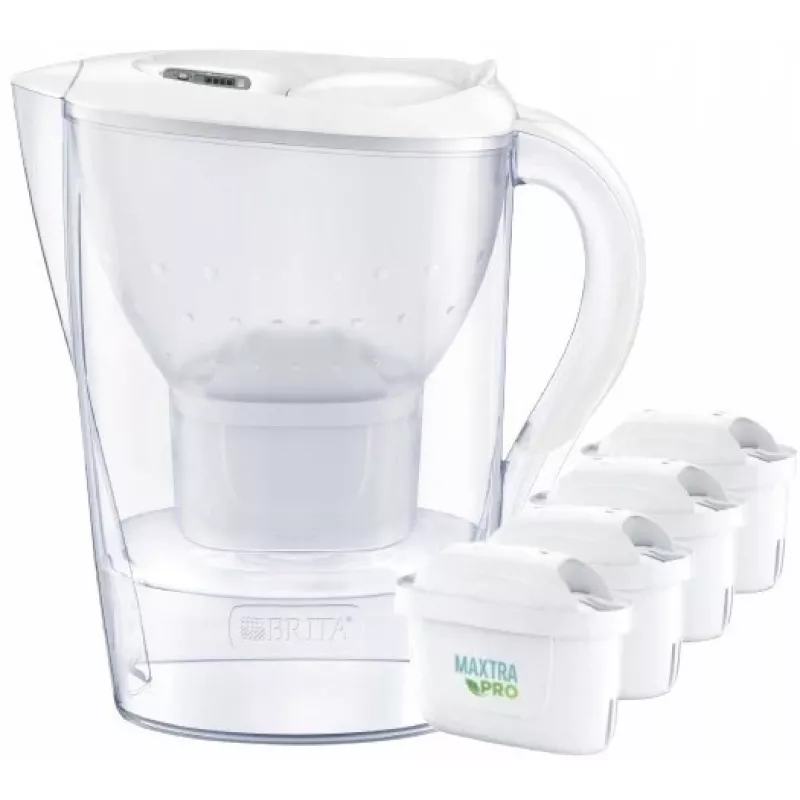 Brita Marella XL kan + 4 Maxtra cartridges (wit)