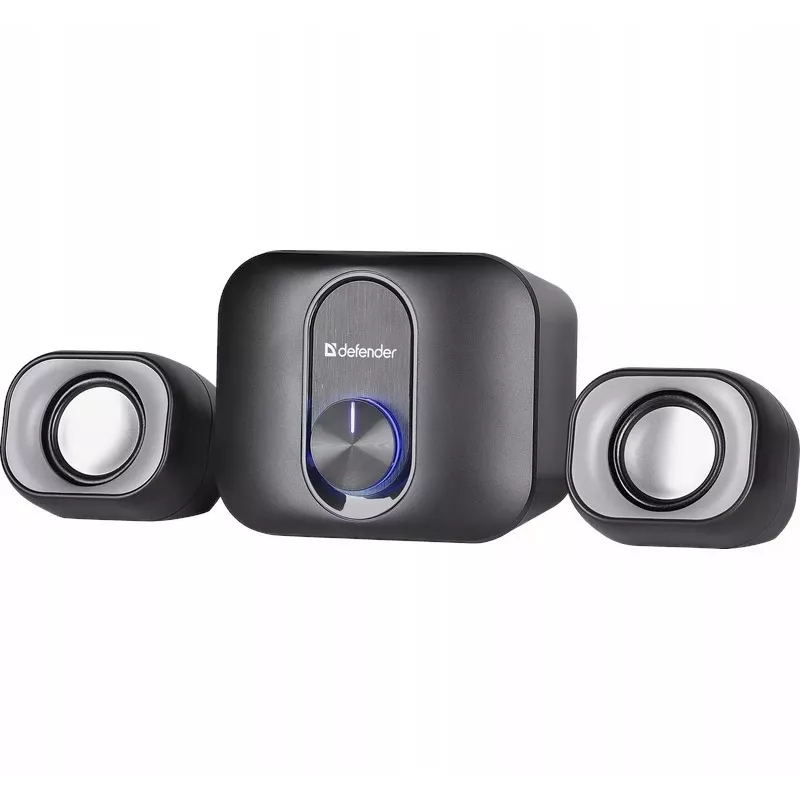 Desktop 2.1-luidspreker DEFENDER V13 — 11 W RMS (6 W satellieten, 5 W subwoofer), USB-voeding, 3,5-mm-ingang, zwart