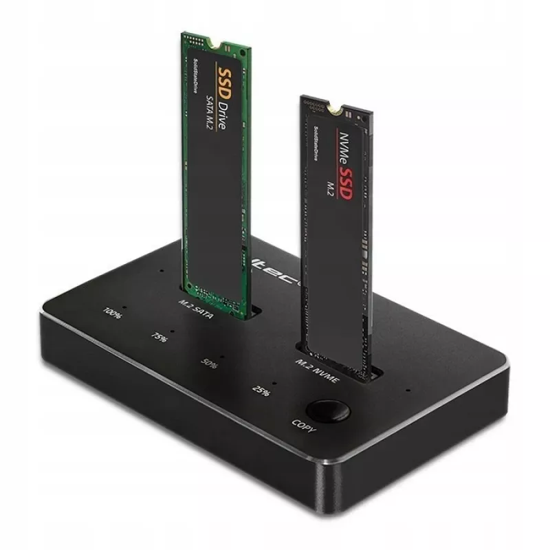 Qoltec 52274 M.2 SSD-dockingstation | NVMe | SATA | USB-C | DUAL 2 x 2TB