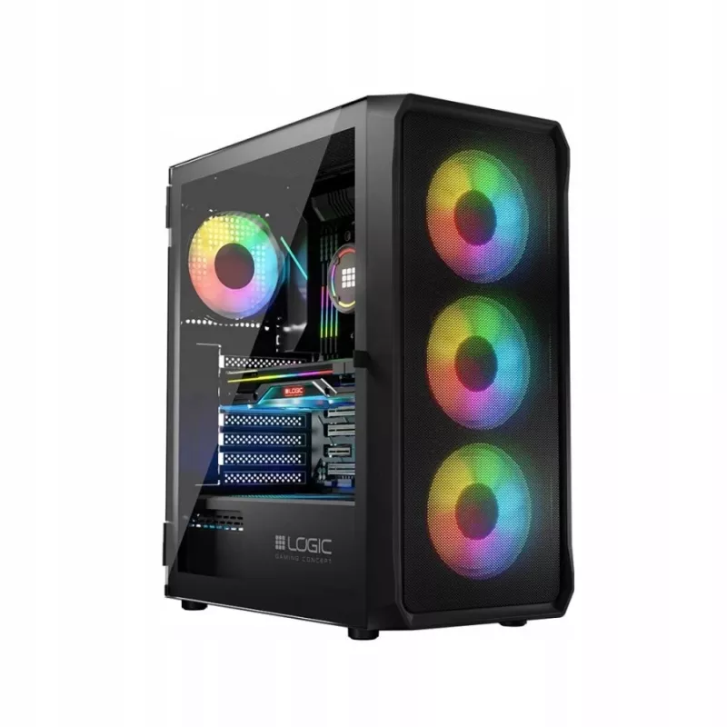 LOGIC CONCEPT Portos ARGB ATX mid-tower behuizing, zwart