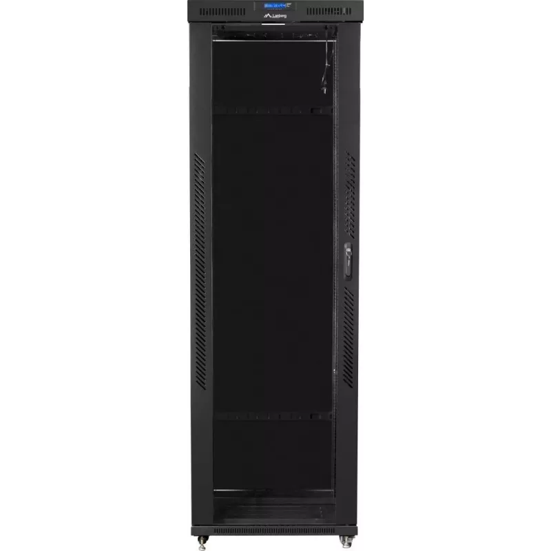Lanberg FF01-8047-12BL 19-inch vrijstaande serverkast 47U, 800x1000 mm, glazen deur, LCD, IP20, montagepakket, zwart