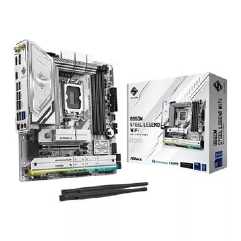 Moederbord ASRock B860M Steel Legend WiFi — Intel B860, LGA 1851, micro‑ATX, DDR5, 4 DIMM, Wi‑Fi 6E, 2.5GbE