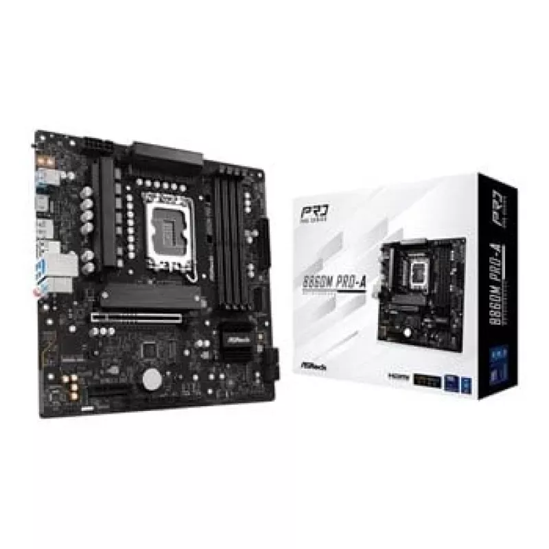 Moederbord ASRock B860M Pro-A micro ATX — Intel B860, LGA 1851, DDR5, 4 DIMM, tot 256 GB, 2.5Gb Ethernet