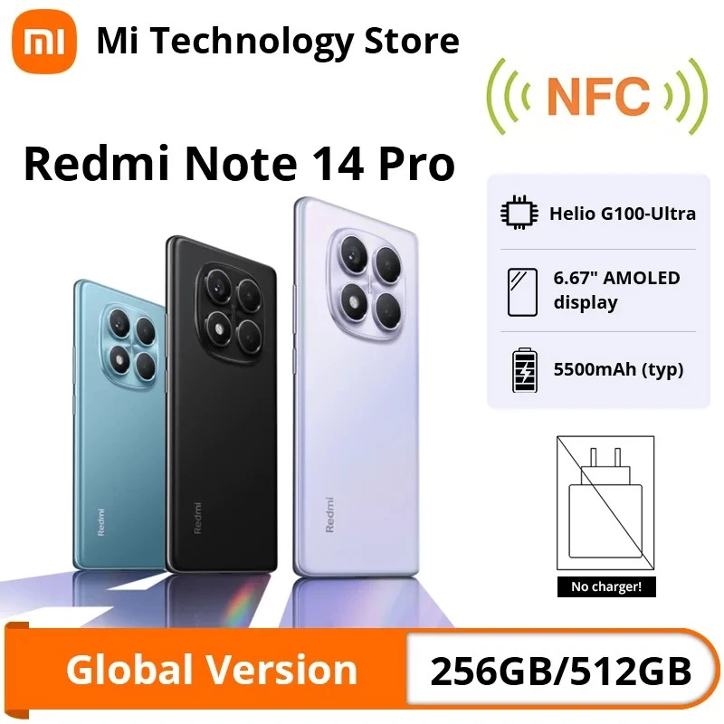 Xiaomi Redmi Note 14 Pro 4G smartphone 8 GB RAM 256 GB, 6,67" AMOLED, 200 MP, 5500 mAh, hybride Dual SIM, Android 14, oceaanblauw