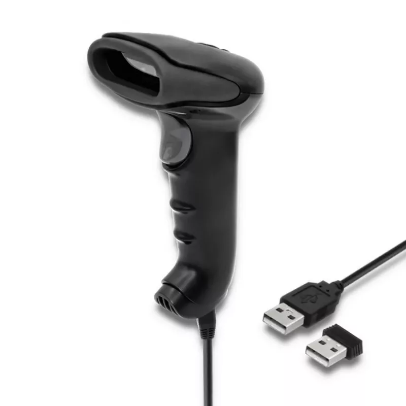 Handbarcodescanner QOLTEC 50868 — 1D/2D-laserscanner, USB bekabeld & draadloos, werkafstand 600 mm, zwart