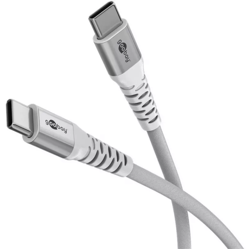 Superzachte USB 2.0 gevlochten kabel, USB-C stekker > USB-C stekker (wit, 1 meter)