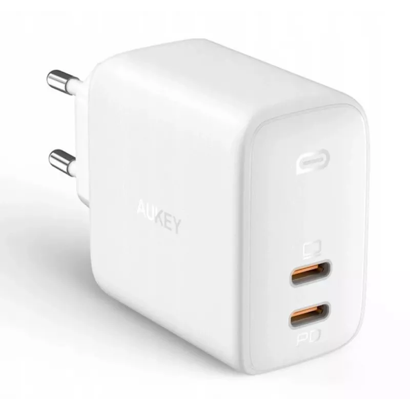 Wandlader Aukey PA-B4 2x USB wit GaN – compacte USB-voeding met twee USB-aansluitingen