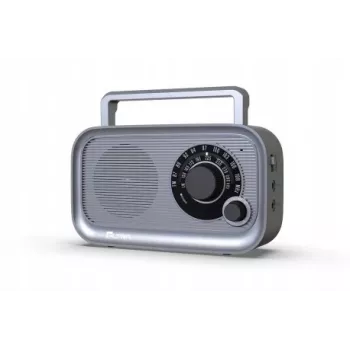 Draagbare Eltra HANIA grijs FM/AM-radio, compact ontwerp, batterijgevoed