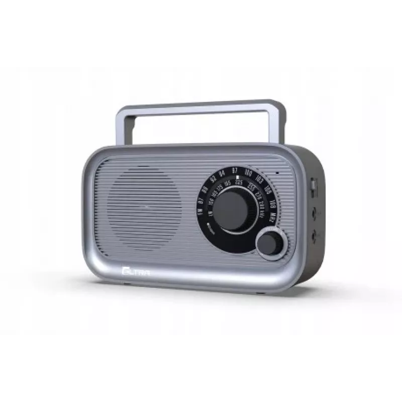 Draagbare Eltra HANIA grijs FM/AM-radio, compact ontwerp, batterijgevoed