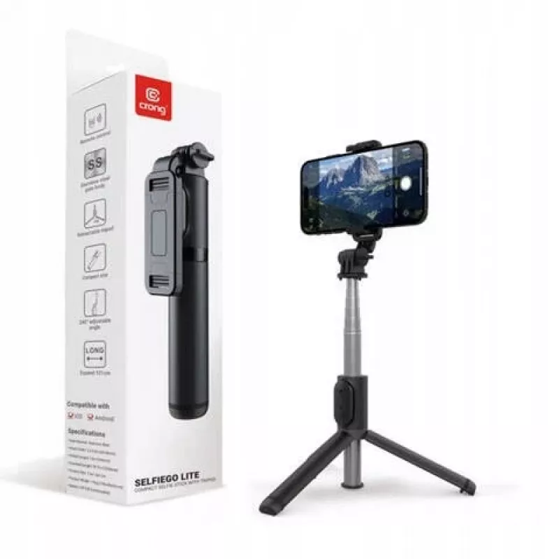 SelfieGo compacte selfiestick Bluetooth-statief (20-101 cm) Crong CRGSGL1B