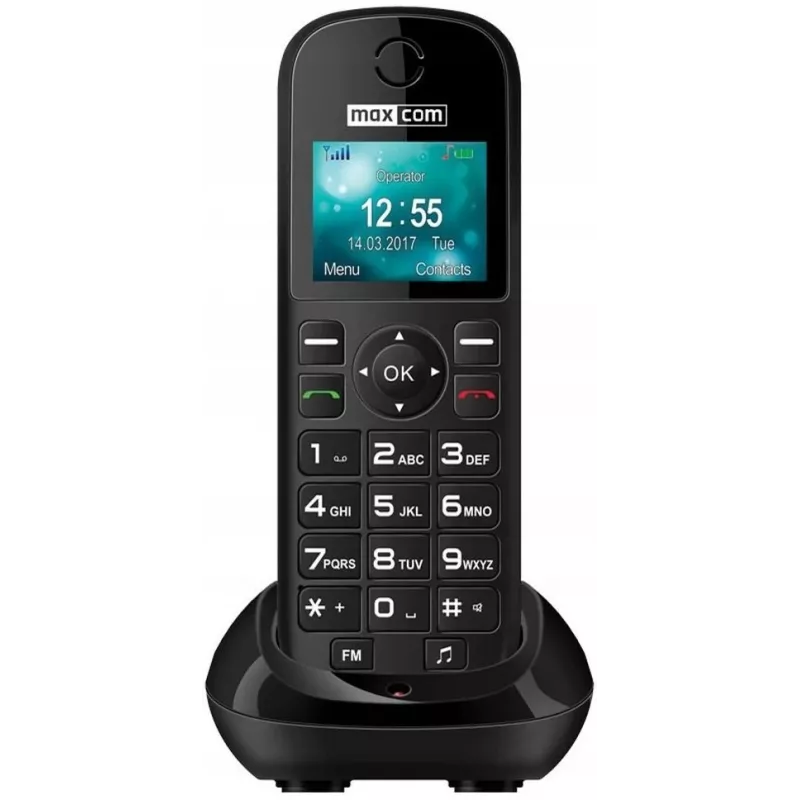 Maxcom MM35D SE GSM-bureautelefoon, 1,77'' kleurendisplay, FM-radio, microSD, USB-C, zwart