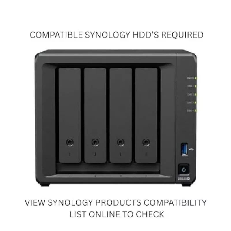 Synology DiskStation DS925+ NAS/opslagserver Ryzen Embedded V1500B 4 GB DDR4 0 TB zwart