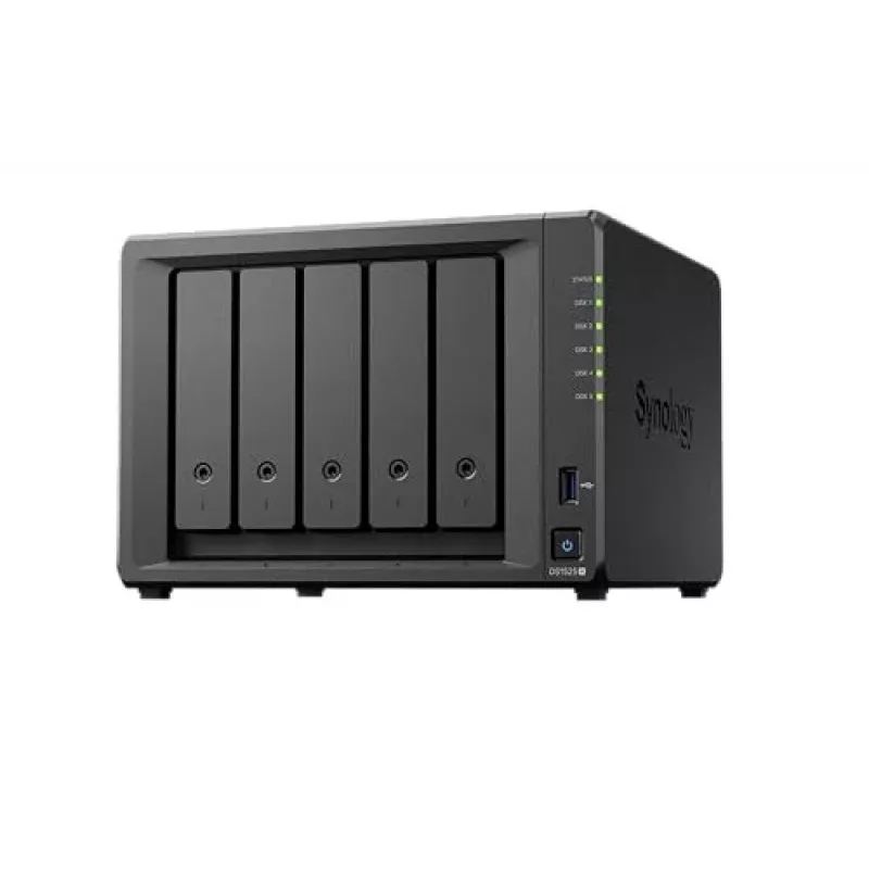Synology DiskStation DS1525+ NAS/opslagserver Ryzen Embedded V1500B 8 GB DDR4 0 TB zwart