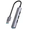 Unitek H1208A USB-A-hub, 4 poorten (1x USB-A 5 Gbps, 3x USB-A 2.0), aluminium, zilver
