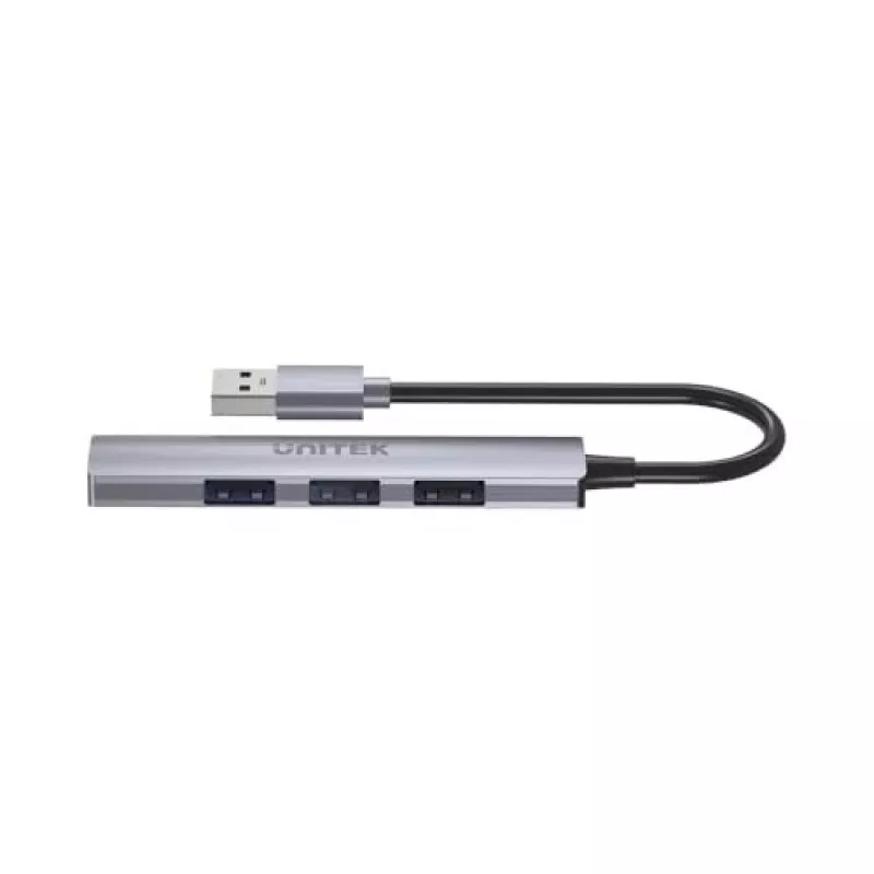 Unitek H1208A USB-A-hub, 4 poorten (1x USB-A 5 Gbps, 3x USB-A 2.0), aluminium, zilver