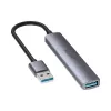 Unitek H1208A USB-A-hub, 4 poorten (1x USB-A 5 Gbps, 3x USB-A 2.0), aluminium, zilver