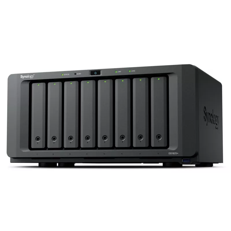 Synology DiskStation DS1825+ NAS/opslagserver Ryzen Embedded V1500B 8 GB DDR4 0 TB zwart