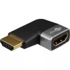Goobay 72010 HDMI-hoekadapter 90° horizontaal, 8K 60 Hz, verguld, zwart/zilver