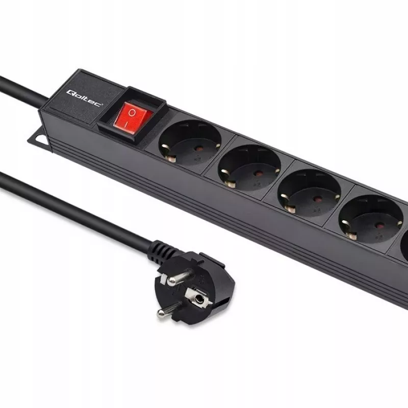 Qoltec aluminium PDU voor RACK | 16A | 16 x Schuko | verticaal | 1,8 m
