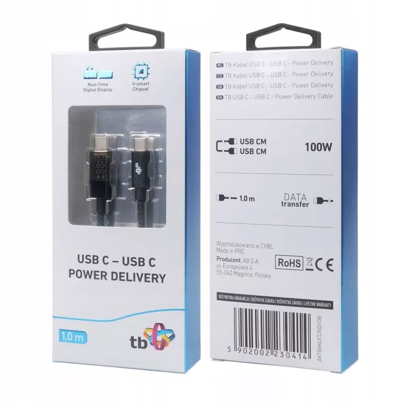 USB-C-kabel TB AKTBXKUCCIND10B 1 m 100 W met LED-laadindicator