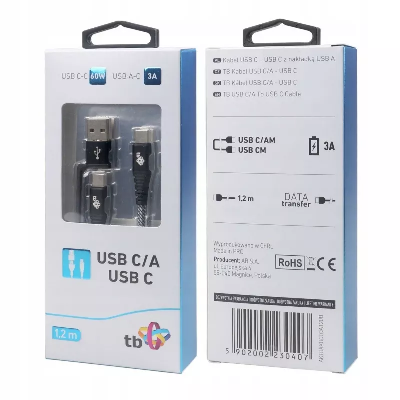 USB-A-naar-C-kabel TB AKTBXKUCTOA120B 1,2 m, zwart
