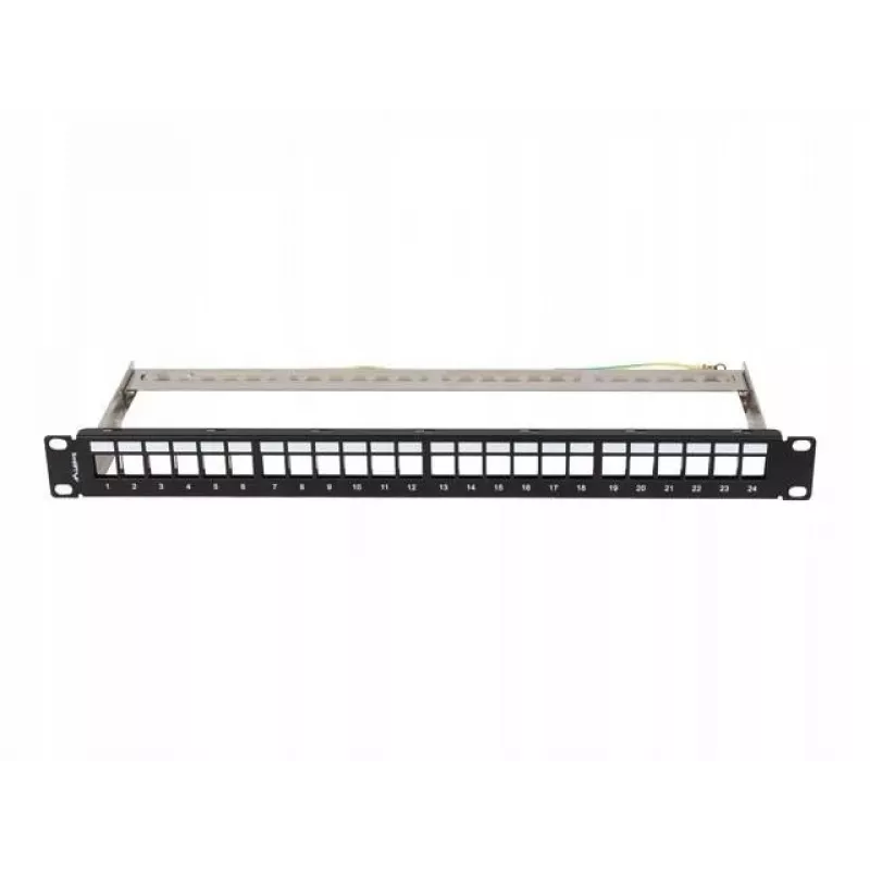 Patchpanel leeg 24 poorten 1U 19 inch FTP voor keystone-modules zwart