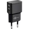 Wentronic goobay dual-USB-oplader - voeding - 12 watt - 2,4 A - 2 uitgangen (USB) - zwart (44951)