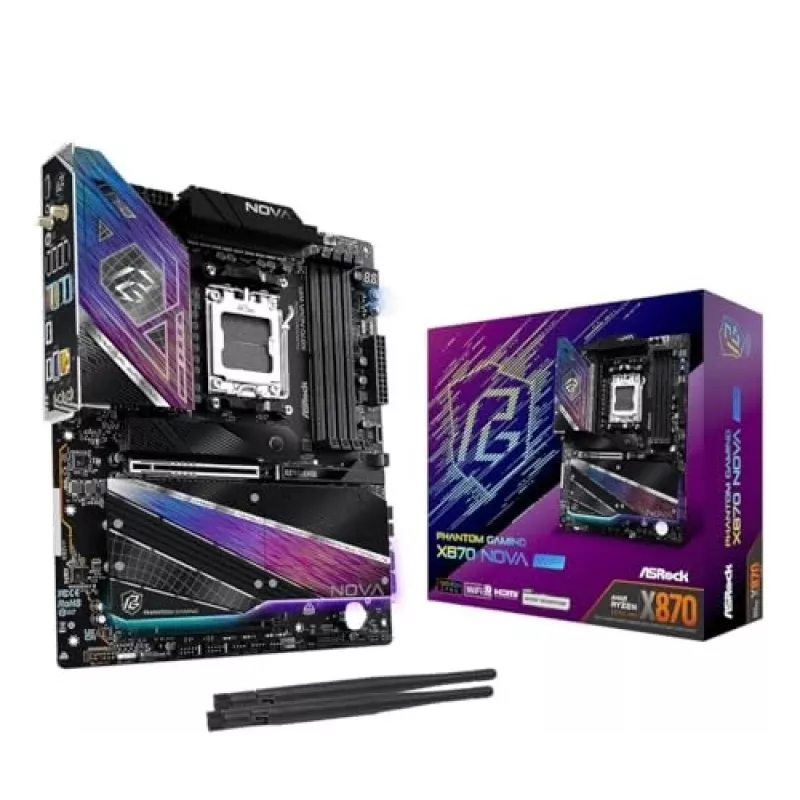 Moederbord ASRock X870 NOVA WIFI — AMD X870, socket AM5, ATX, 4× DIMM DDR5, 256 GB, Wi-Fi 7, 2,5 GbE