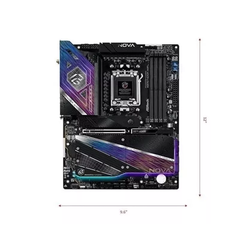 Moederbord ASRock X870 NOVA WIFI — AMD X870, socket AM5, ATX, 4× DIMM DDR5, 256 GB, Wi-Fi 7, 2,5 GbE