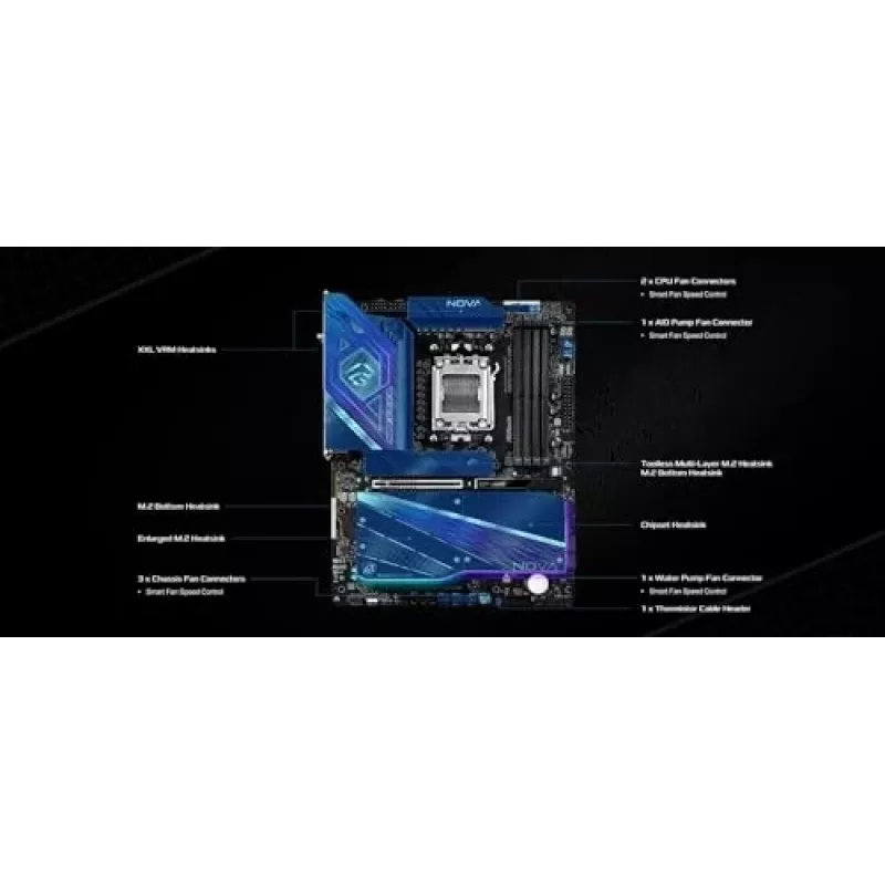 Moederbord ASRock X870 NOVA WIFI — AMD X870, socket AM5, ATX, 4× DIMM DDR5, 256 GB, Wi-Fi 7, 2,5 GbE