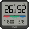 Savio CT-01/B draadloze temperatuur- en vochtigheidssensor voor binnen, LCD, klok, datum, magnetische houder, zwart