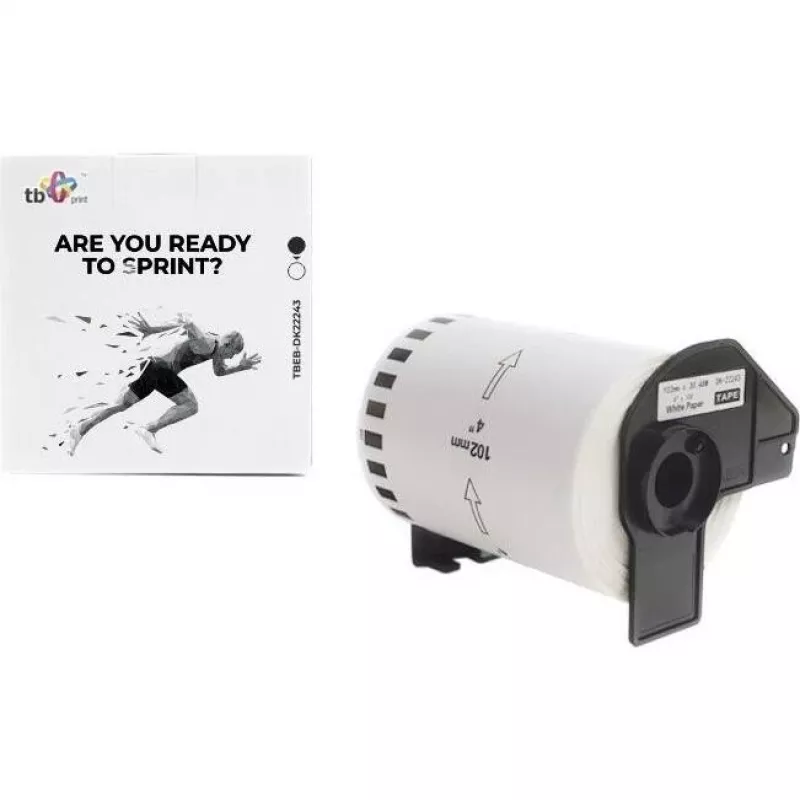 TB Print TBEB-DK22243 labelrol voor Brother, 102 mm x 30,48 m, zwart op wit