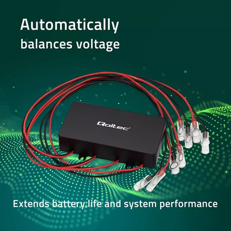 Spanningsvereffenaar QOLTEC 51098 voor 48V-systemen — 4×12V accuvereffenaar