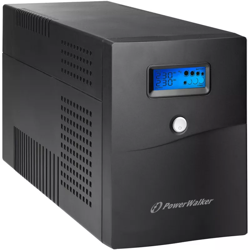 Uninterruptible Power Supply PowerWalker VI 3000 SCL — line-interactive UPS 3 kVA / 1800 W, 230 V, 9 Ah accu, LCD, tower, zwart