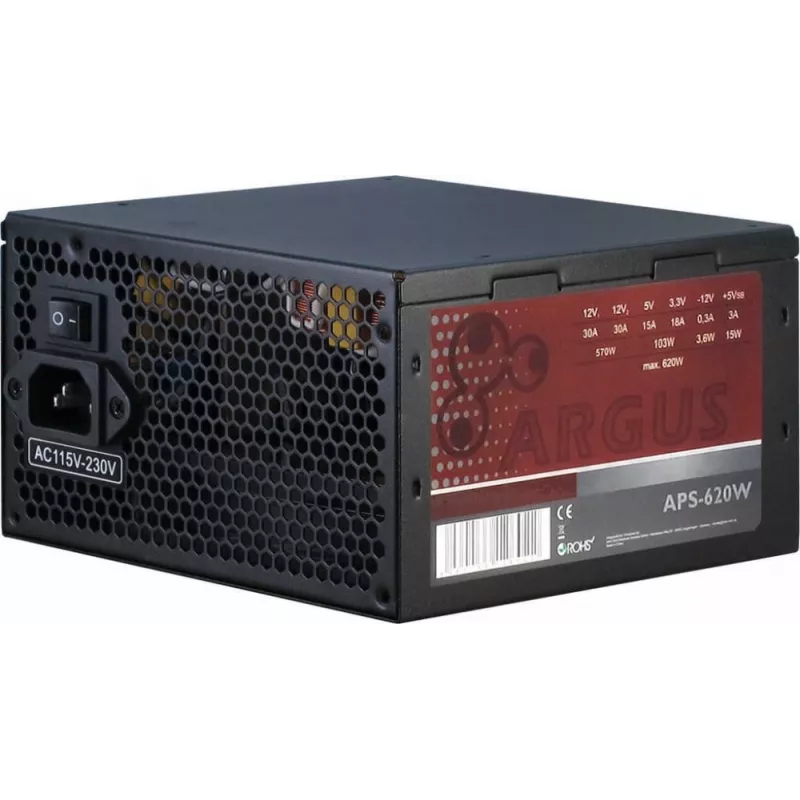 Inter-Tech Argus APS voeding 620 W 20+4 pin ATX ATX zwart