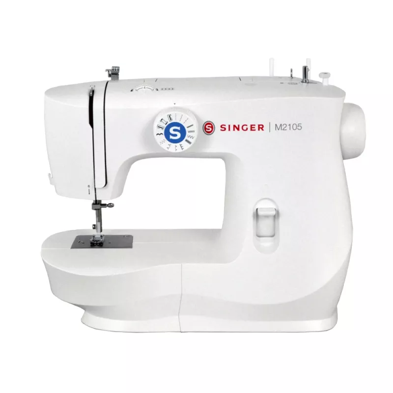 Halfautomatische naaimachine SINGER M2105 – 8 stiksteken, 4-staps knoopsgat, vrijarm, elektrisch, wit