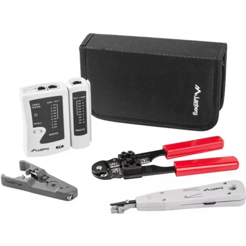 LANBERG netwerkgereedschapsset tester striptang krimptang NT-0301 – RJ-12-stekkerondersteuning