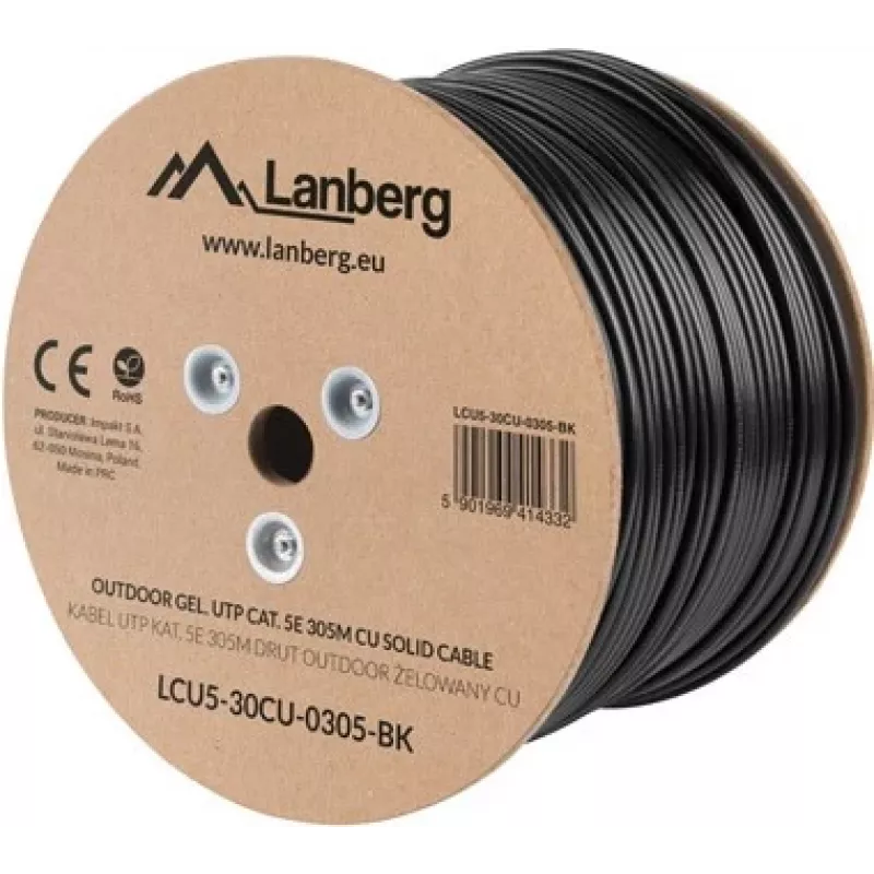 Lanberg LCU5-30CU-0305-BK netwerkkabel 305 m Cat5e U/UTP (UTP) zwart (LCU5-30CU-0305-BK)